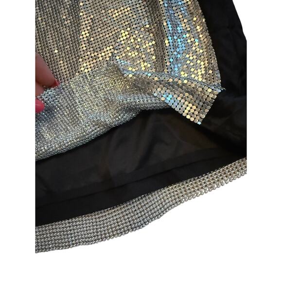 NWT Bebe Vintage Y2K Silver Metal Mesh Mini Skirt M - Picture 3 of 5